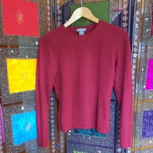 Ann Taylor Rich Burgundy Long Sleeve Top